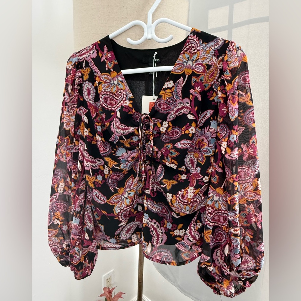 Aqua Floral Blouse